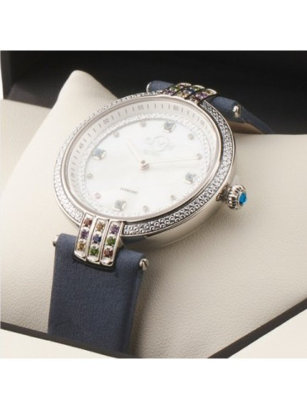 GV2 BY GEVRIL Women's Swiss Made Matera Suede Strap Diamond Bezel Watch - Picture 4 of 7